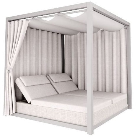 Double Sun Bed With Curtains Cabana
