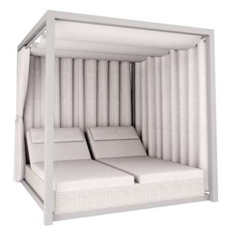 Double Sun Bed With Curtains Cabana